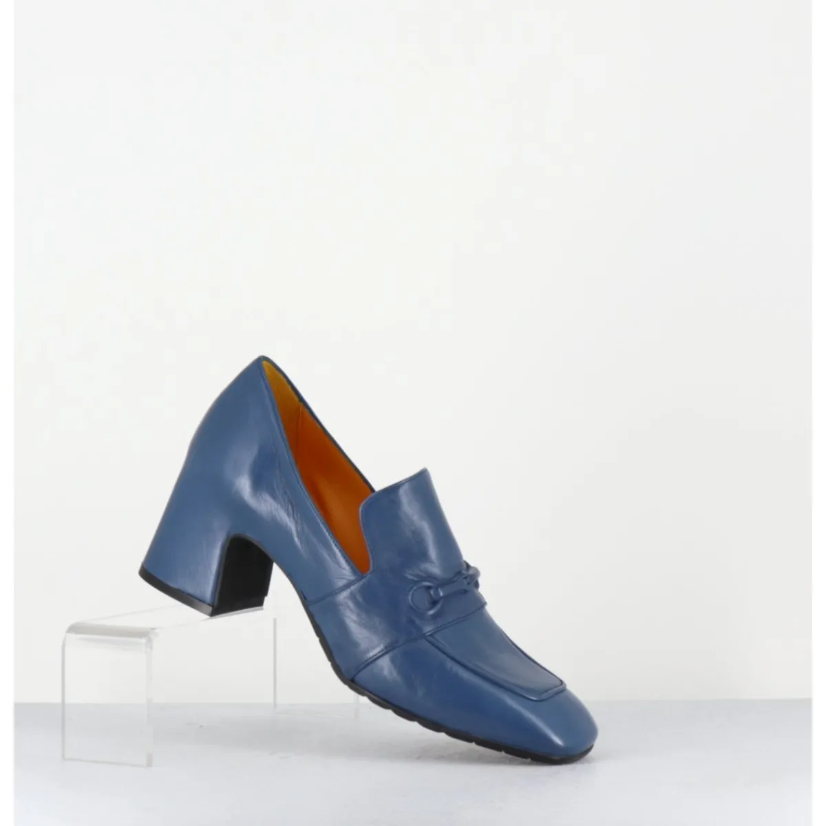 Mocassins | Chaussures^MARA BINI Mocassins à talon en cuir souple jean - F511 SETA JEANS BLEU