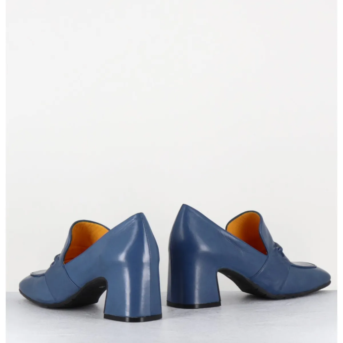 Mocassins | Chaussures^MARA BINI Mocassins à talon en cuir souple jean - F511 SETA JEANS BLEU