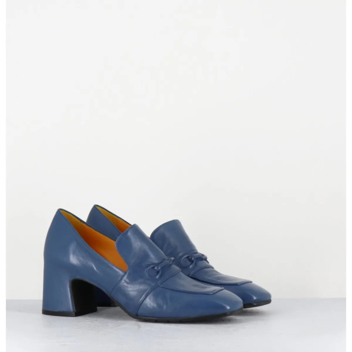 Mocassins | Chaussures^MARA BINI Mocassins à talon en cuir souple jean - F511 SETA JEANS BLEU