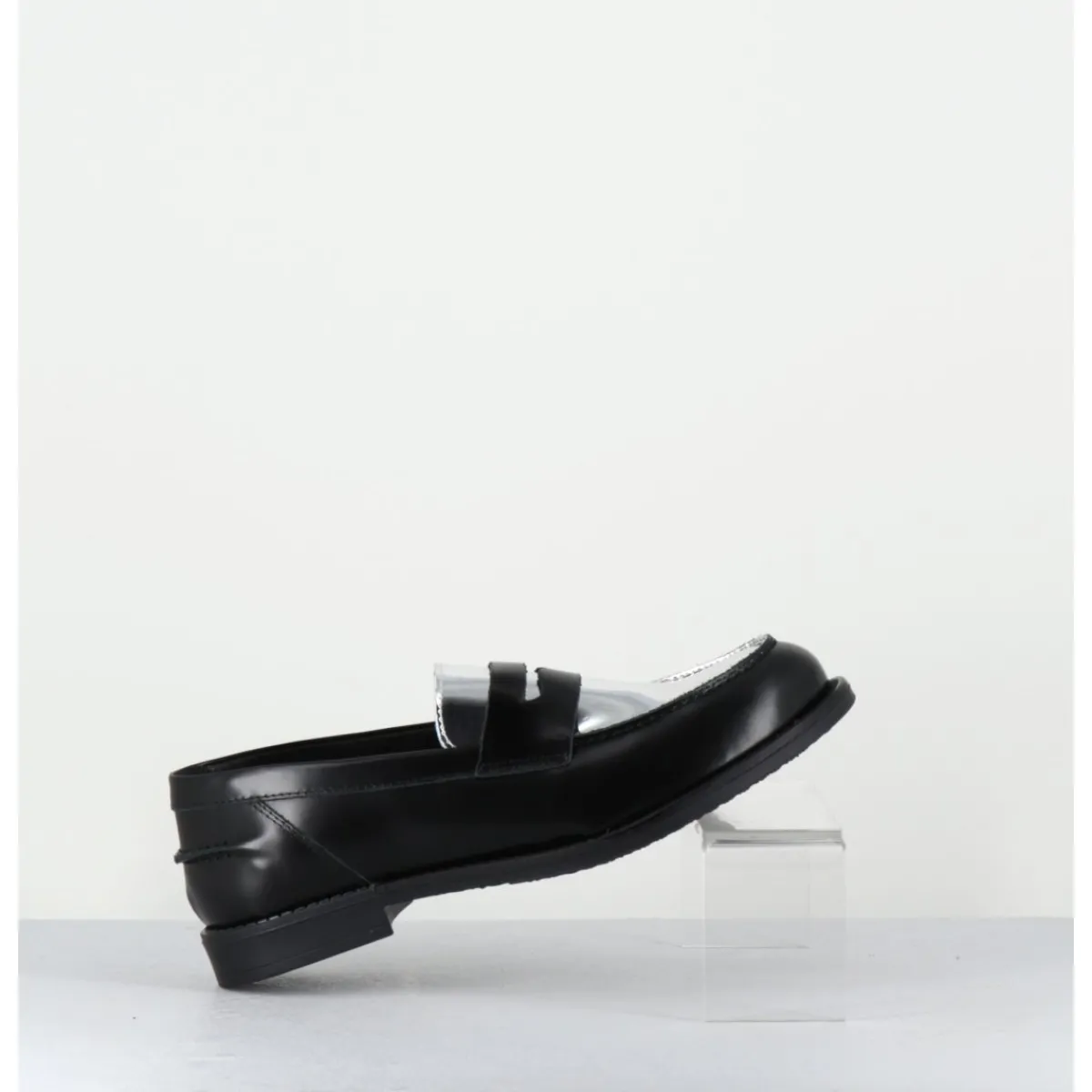 Mocassins | Chaussures^OA NON FASHION Mocassins en cuir glacé noir & argent - AL103 NERO ARGENTO