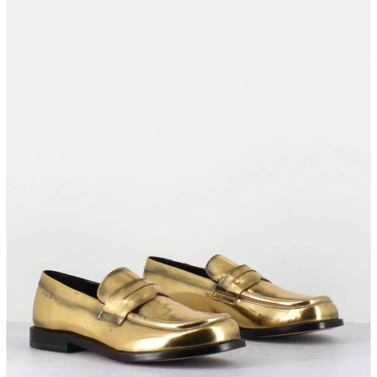 Mocassins | Chaussures^HOTTO Mocassins en cuir glacé or brossé bout asymétrique - 66606 LUX ORO DORE