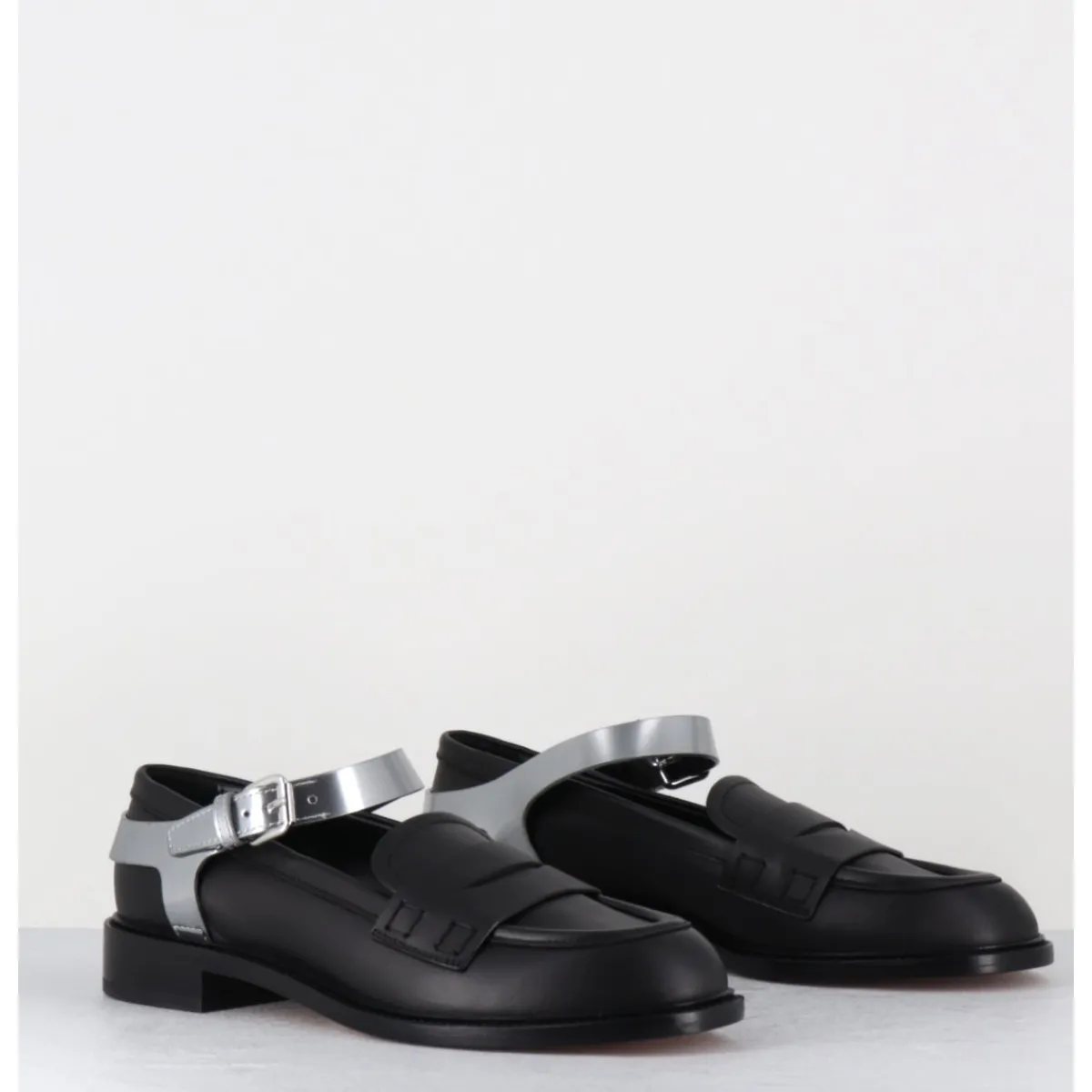 Mocassins | Chaussures^AGL Mocassins en cuir & bride harnais argent - OLIVIA NERO SILVER NOIR