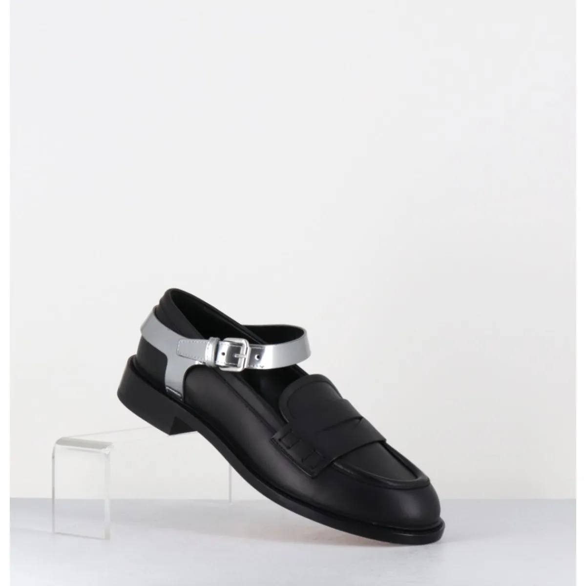 Mocassins | Chaussures^AGL Mocassins en cuir & bride harnais argent - OLIVIA NERO SILVER NOIR