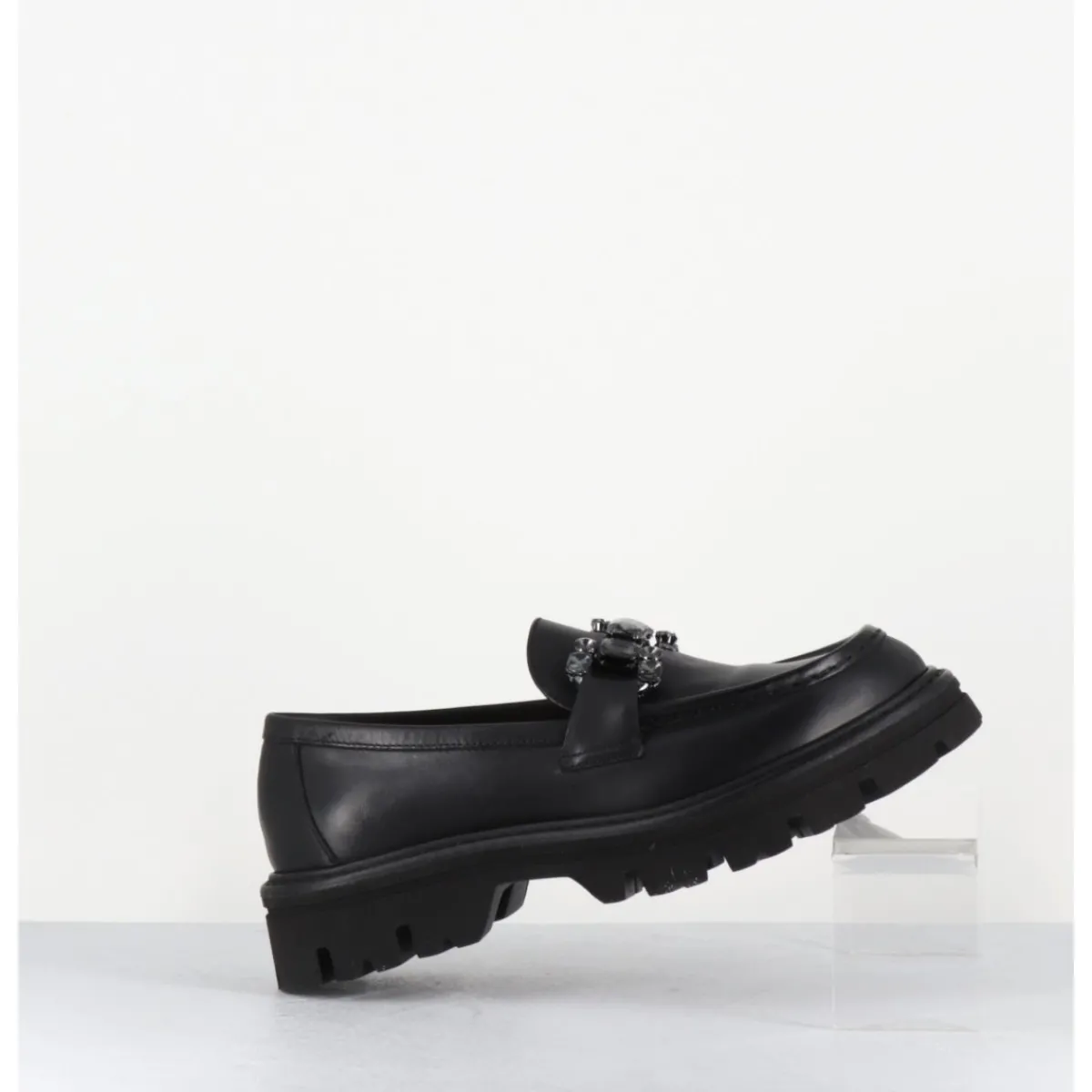 Mocassins^MARA BINI Mocassins en cuir souple semelle épaisse & bijoux - W201465 RACE NERO NOIR