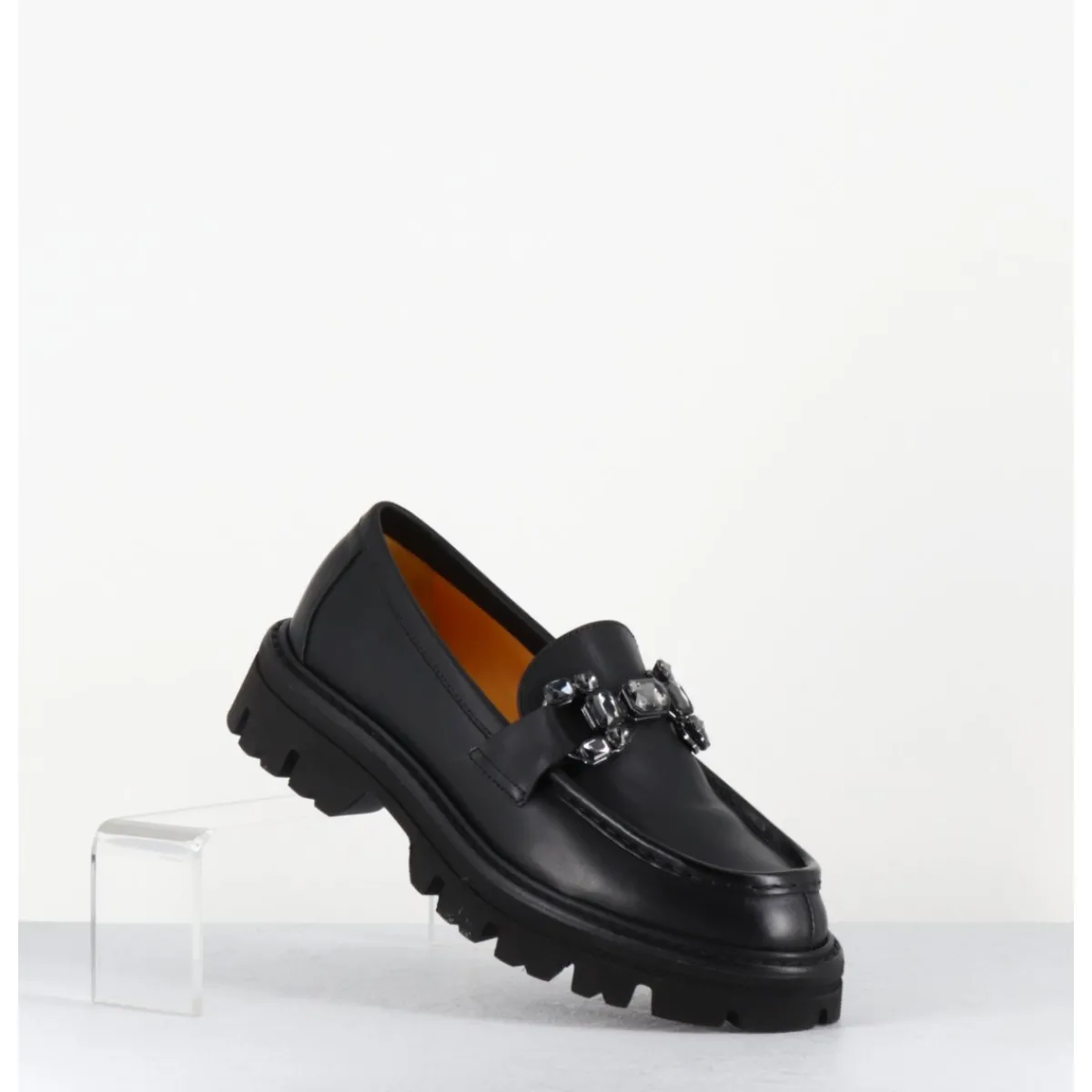 Mocassins^MARA BINI Mocassins en cuir souple semelle épaisse & bijoux - W201465 RACE NERO NOIR