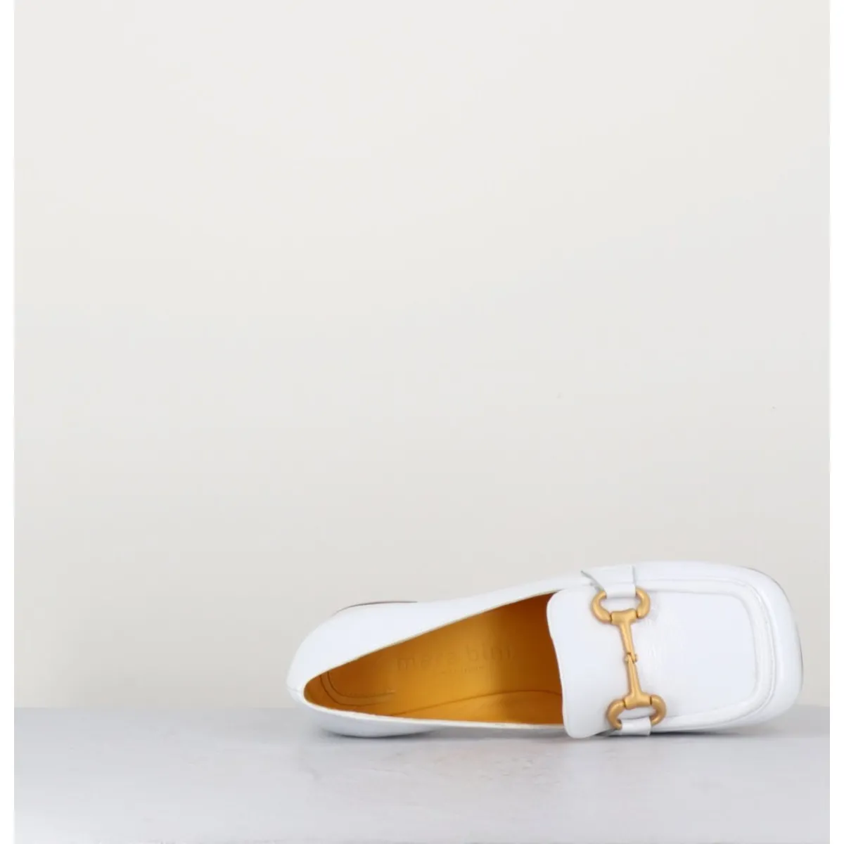 Mocassins^MARA BINI Mocassins petit talon naplak & mors doré - Q167 NAPLAK WHITE BLANC