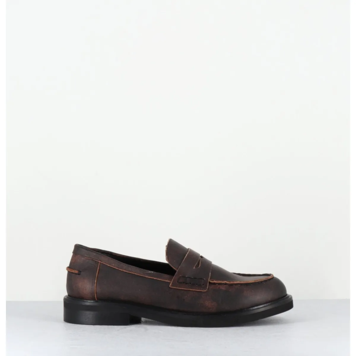Mocassins | Chaussures^GARRICE LAB Mocassins plats à bout rond en cuir cuir effet vintage - CHINO SOUL MERINGA MARRON