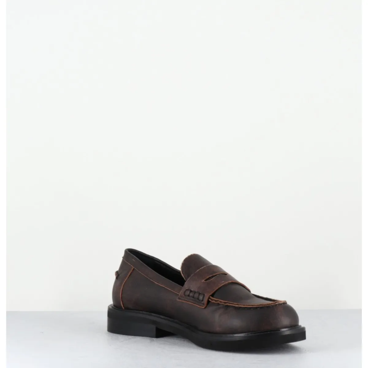 Mocassins | Chaussures^GARRICE LAB Mocassins plats à bout rond en cuir cuir effet vintage - CHINO SOUL MERINGA MARRON