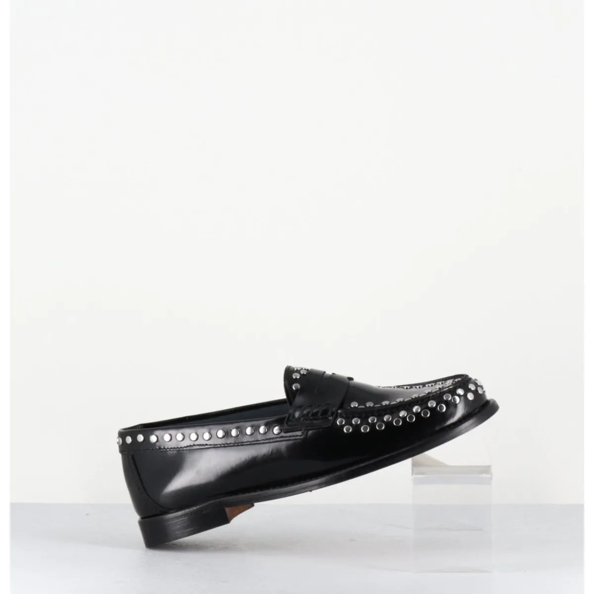 Mocassins | Chaussures^GARRICE LAB Mocassins plats en cuir glacé & rivets argent - TORE ABRA NERO NOIR