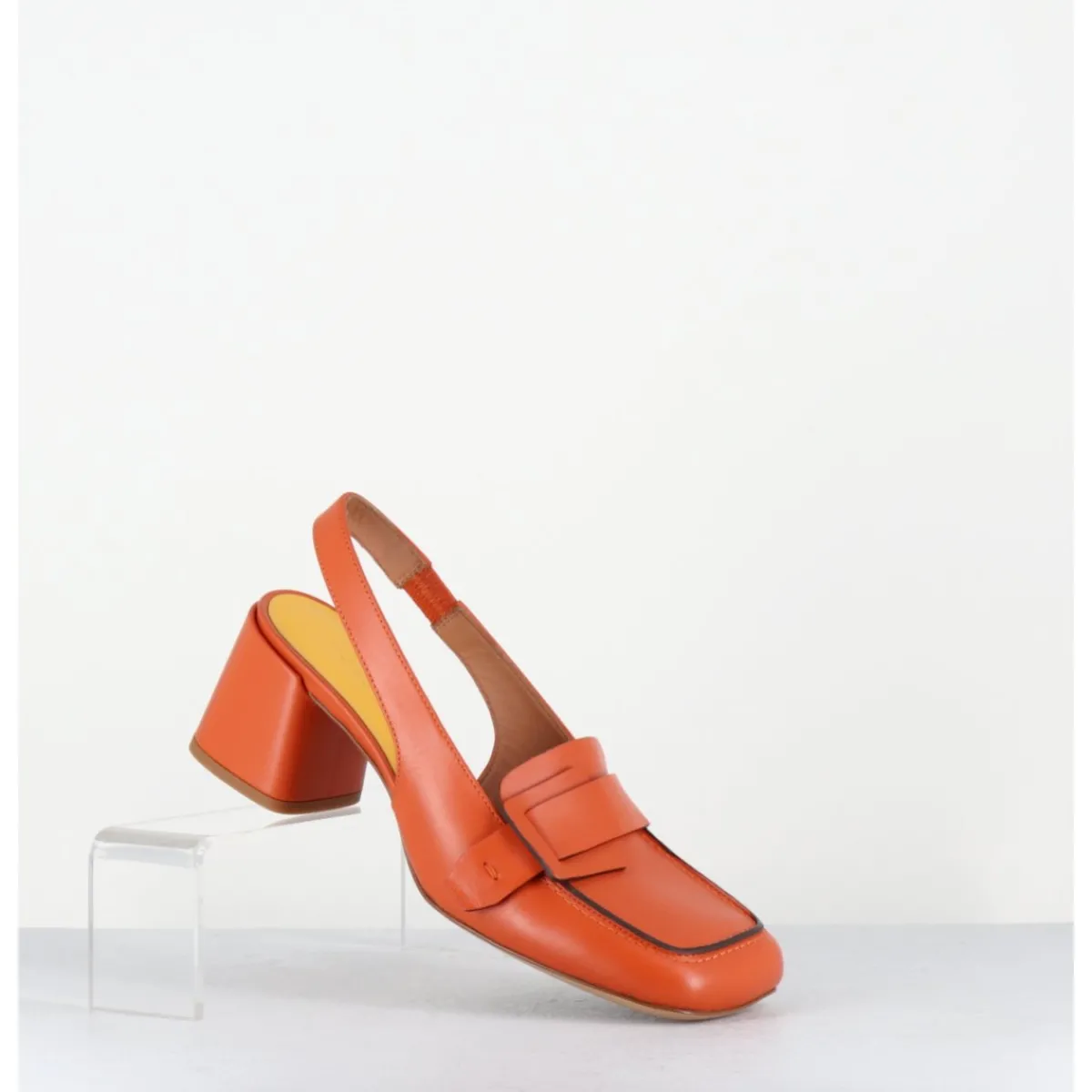 Mocassins | Chaussures^MARA BINI Mocassins slingback à talon en cuir orangé 70s - S242234 REMUVE ORANGE