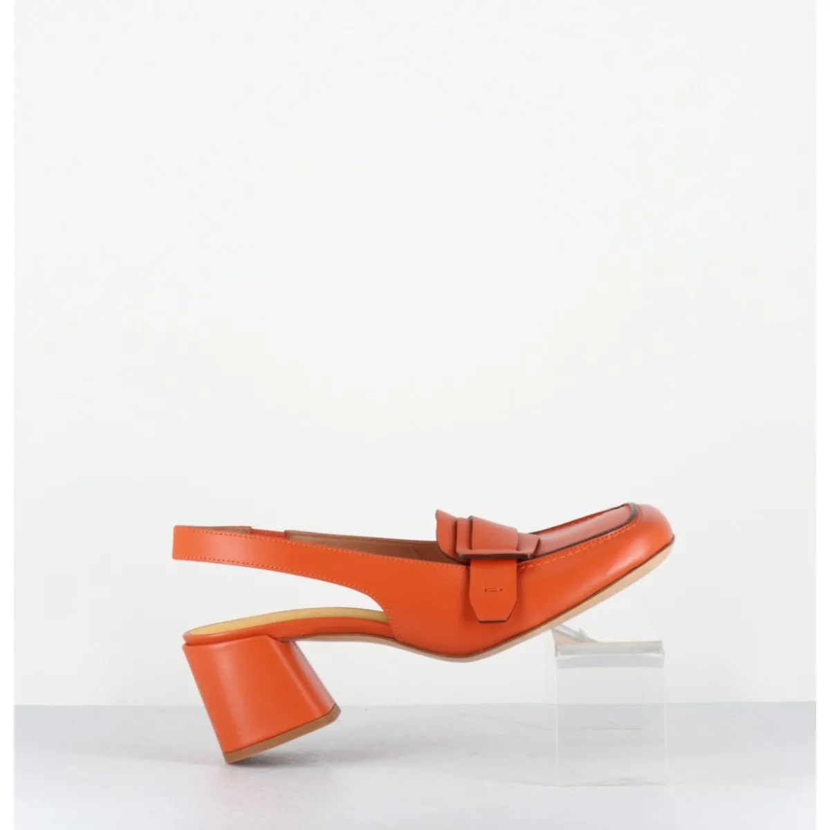 Mocassins | Chaussures^MARA BINI Mocassins slingback à talon en cuir orangé 70s - S242234 REMUVE ORANGE