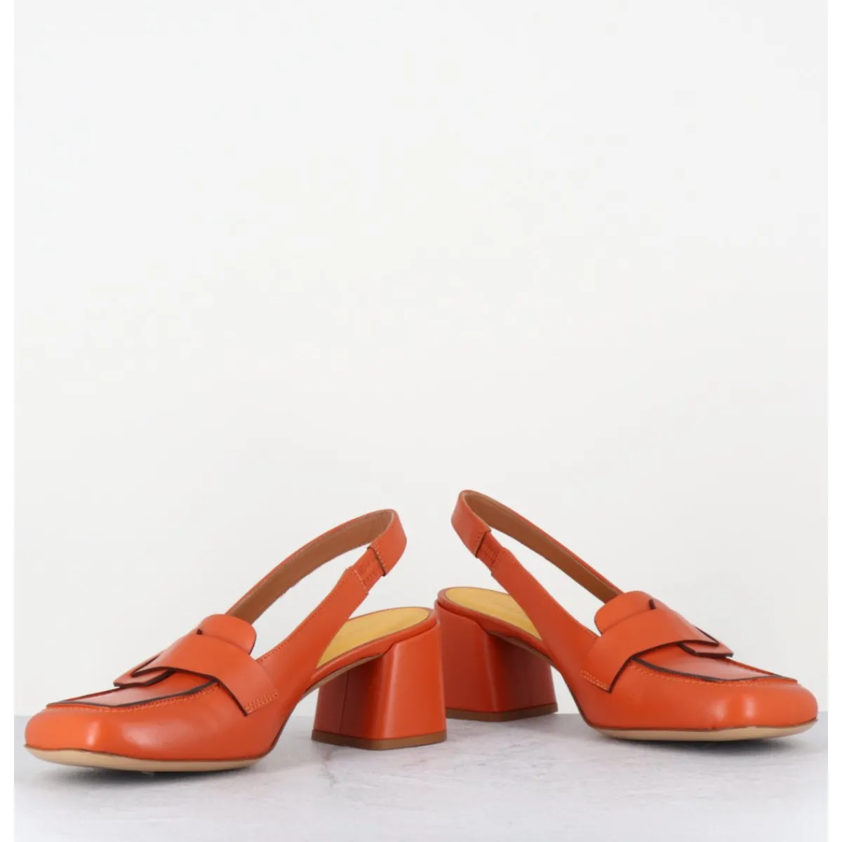Mocassins | Chaussures^MARA BINI Mocassins slingback à talon en cuir orangé 70s - S242234 REMUVE ORANGE