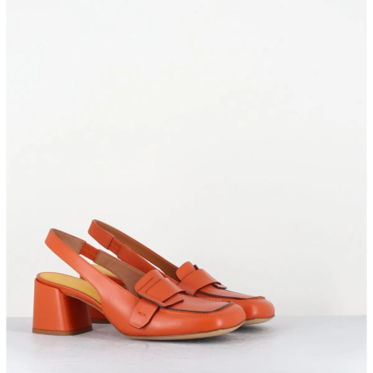 Mocassins | Chaussures^MARA BINI Mocassins slingback à talon en cuir orangé 70s - S242234 REMUVE ORANGE