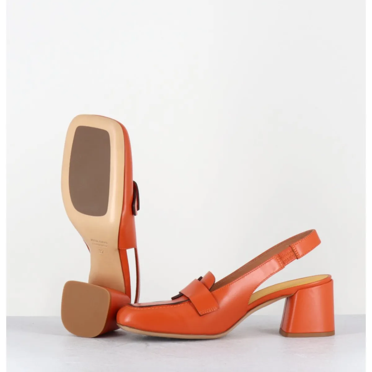 Mocassins | Chaussures^MARA BINI Mocassins slingback à talon en cuir orangé 70s - S242234 REMUVE ORANGE