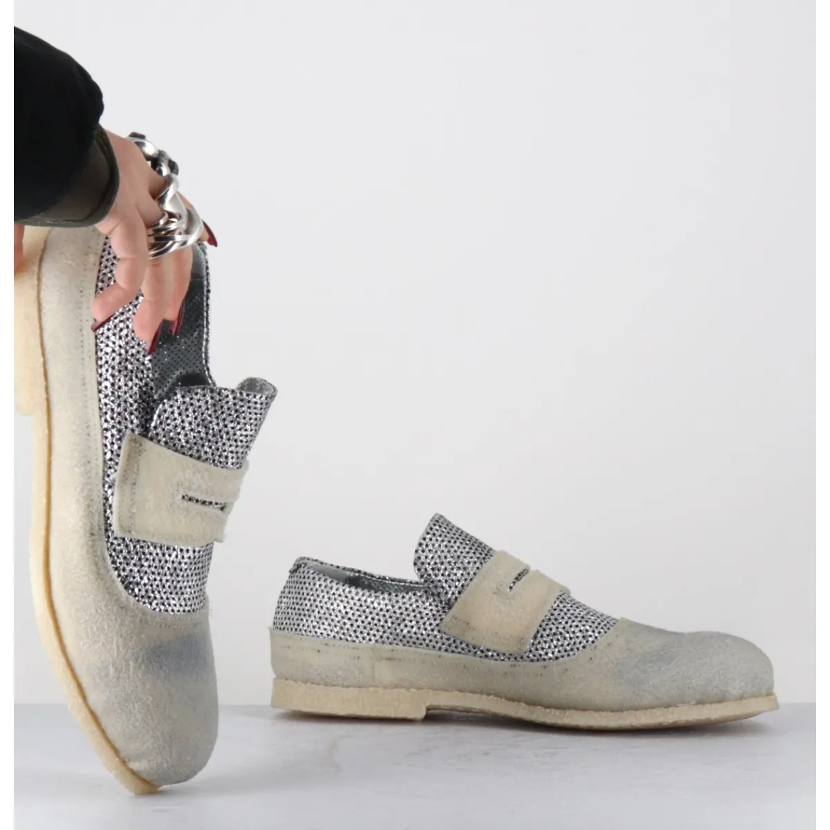 Mocassins^ROCCO P Mocassins souples cuir é & crêpe - 18800 TERENZ O ARGENT