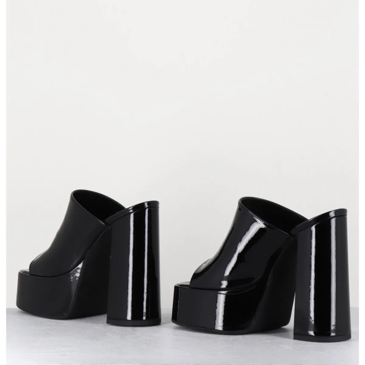 Plateformes^GARRICE LAB Mules à haute plateforme cuir vernis - MARCHI VERNICE NERO NOIR