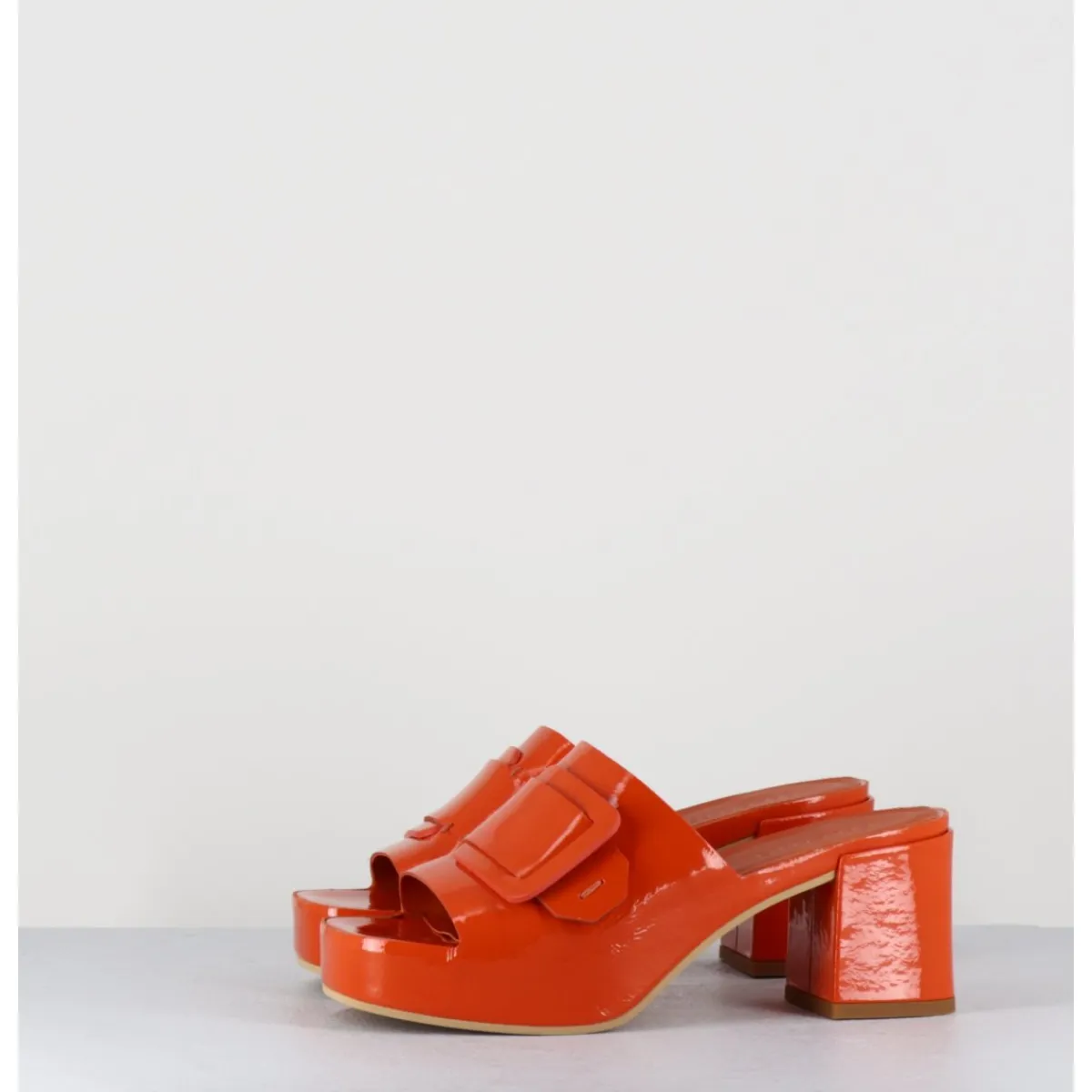 Plateformes^DEL CARLO Mules à plateforme petit talon vernis - 11532 VETRO ORANGE