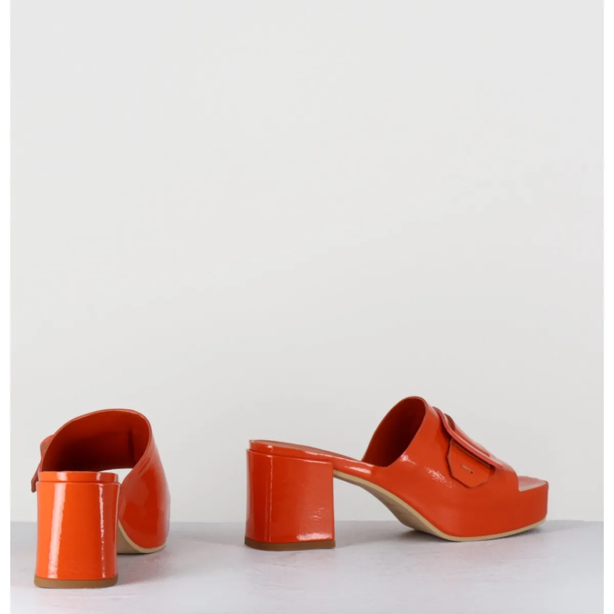 Plateformes^DEL CARLO Mules à plateforme petit talon vernis - 11532 VETRO ORANGE