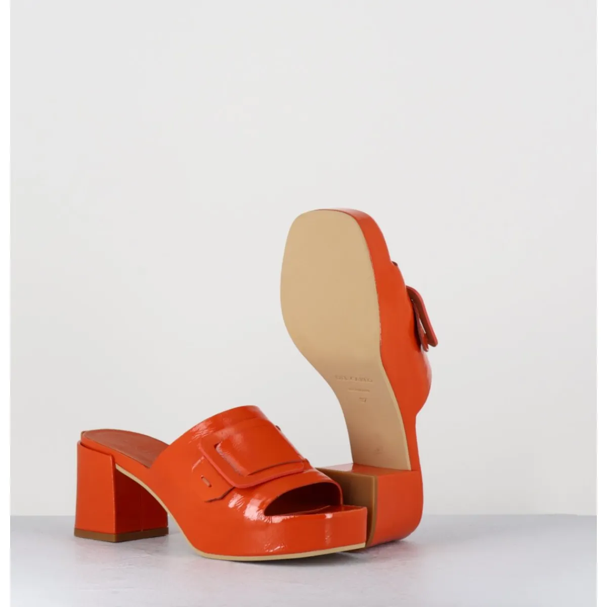 Plateformes^DEL CARLO Mules à plateforme petit talon vernis - 11532 VETRO ORANGE