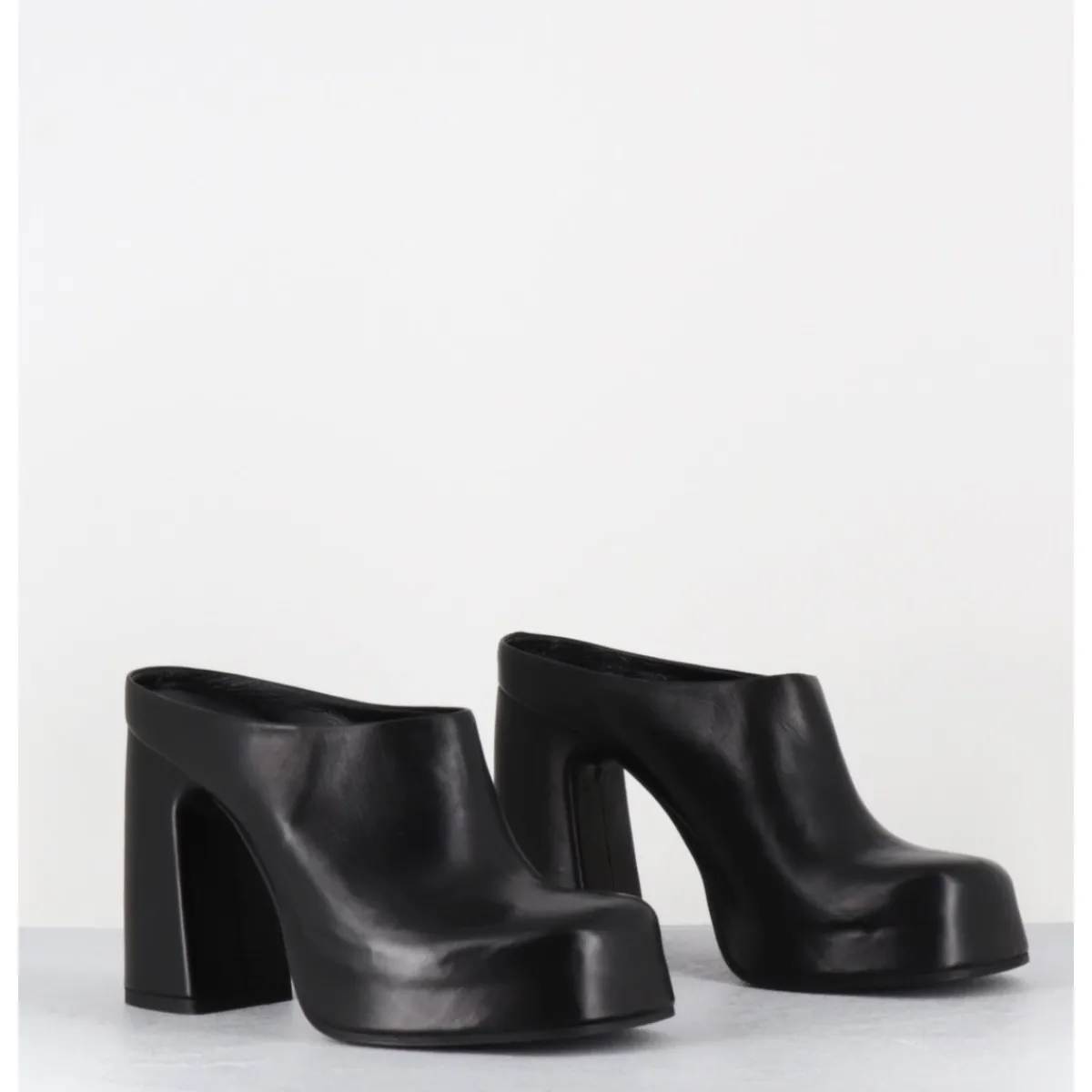 Plateformes^GARRICE LAB Mules à plateforme recouverte talon haut en cuir - VATIK FULAR NERO NOIR