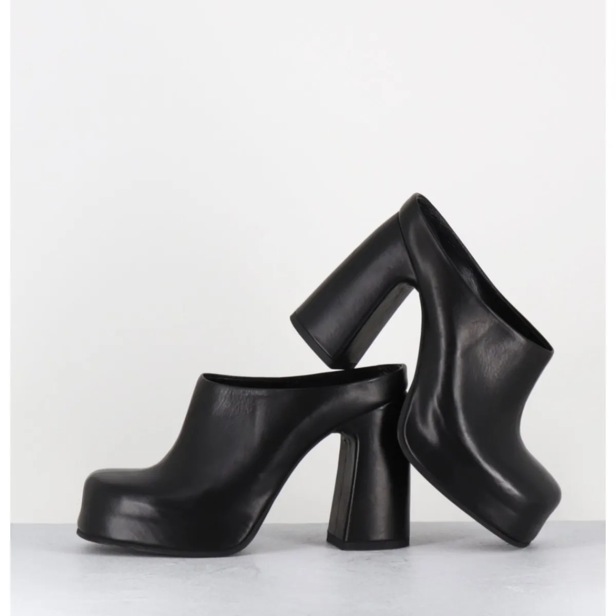 Plateformes^GARRICE LAB Mules à plateforme recouverte talon haut en cuir - VATIK FULAR NERO NOIR
