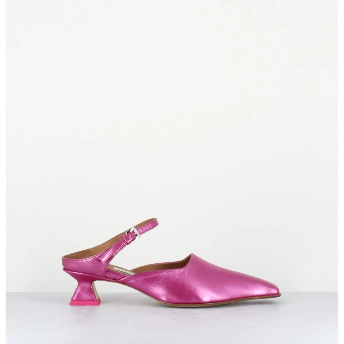 Chaussures^MIISTA Mules bout carré petit talon en cuir irisé - DELF PINK COURT ROSE