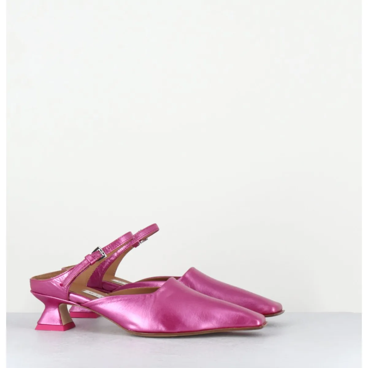 Chaussures^MIISTA Mules bout carré petit talon en cuir irisé - DELF PINK COURT ROSE