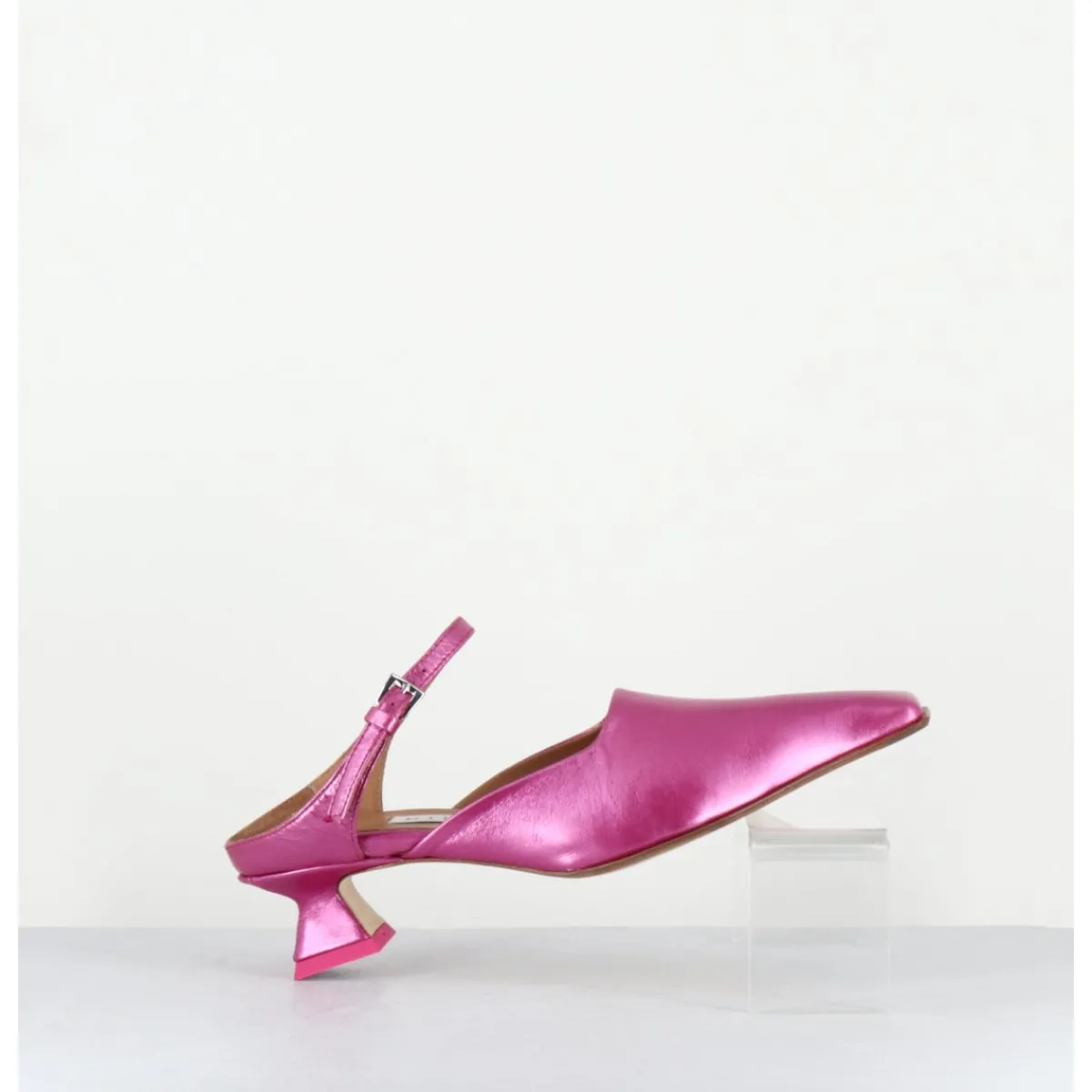 Chaussures^MIISTA Mules bout carré petit talon en cuir irisé - DELF PINK COURT ROSE