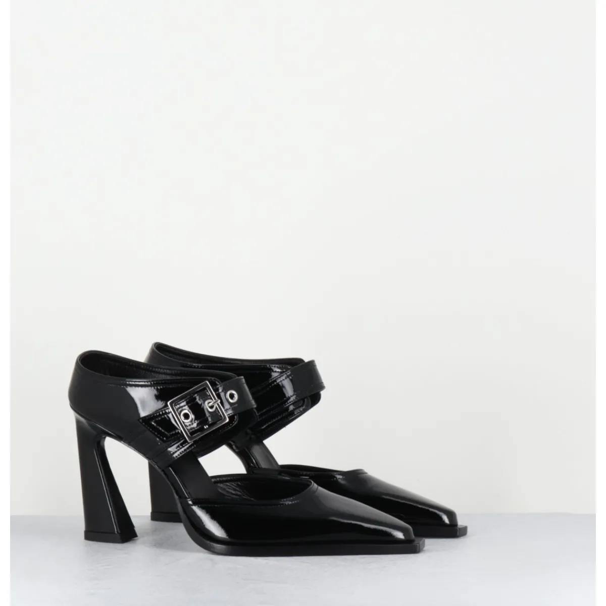 Chaussures^GARRICE LAB Mules bout pointu à talon haut en cuir vernis - VENI32 VERNICE NERO NOIR