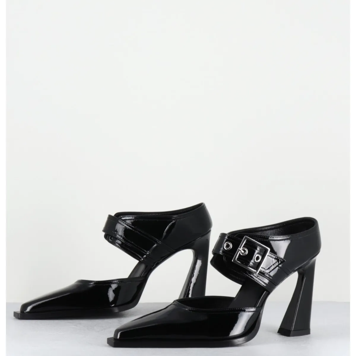 Chaussures^GARRICE LAB Mules bout pointu à talon haut en cuir vernis - VENI32 VERNICE NERO NOIR