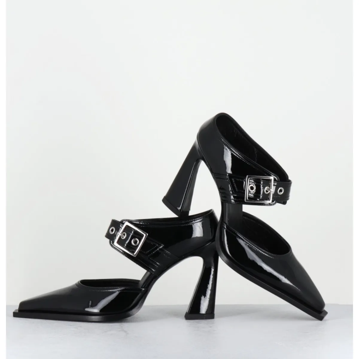 Chaussures^GARRICE LAB Mules bout pointu à talon haut en cuir vernis - VENI32 VERNICE NERO NOIR