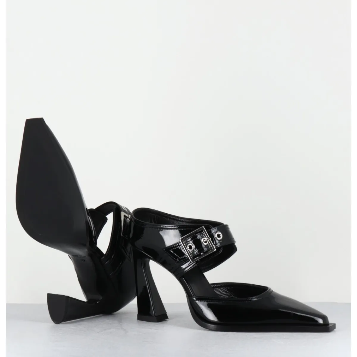 Chaussures^GARRICE LAB Mules bout pointu à talon haut en cuir vernis - VENI32 VERNICE NERO NOIR