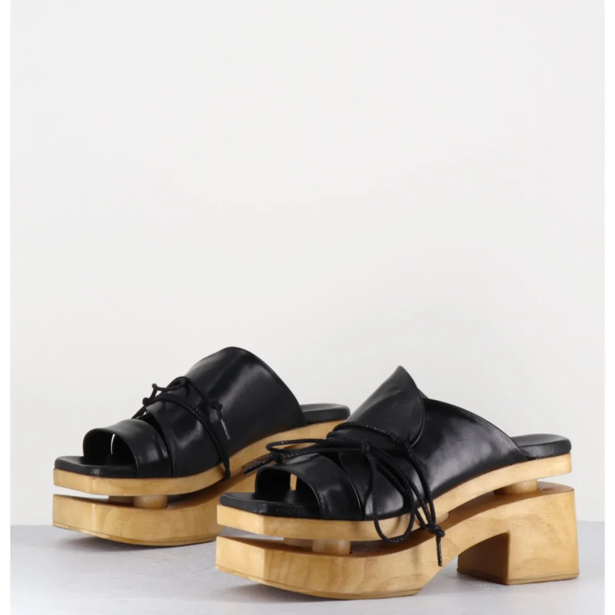 Plateformes^GARRICE LAB Original 70s platform mules cuir - PRIVA SUAVE NERO NOIR