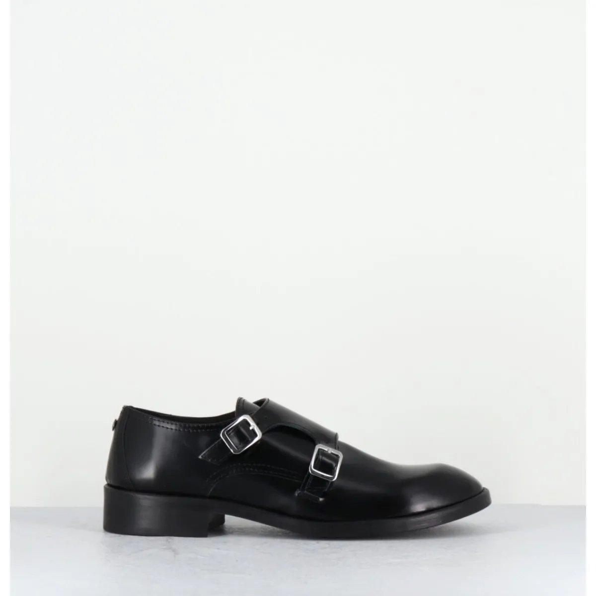 Chaussures^OA NON FASHION Richelieu doubles boucles en cuir glacé - YUMA ABRA NERO NOIR