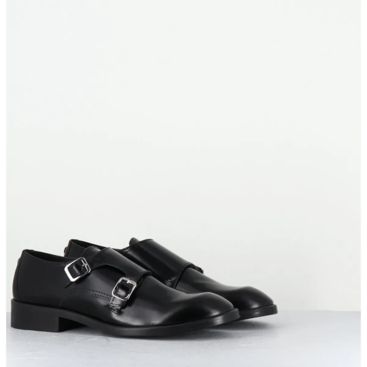 Chaussures^OA NON FASHION Richelieu doubles boucles en cuir glacé - YUMA ABRA NERO NOIR