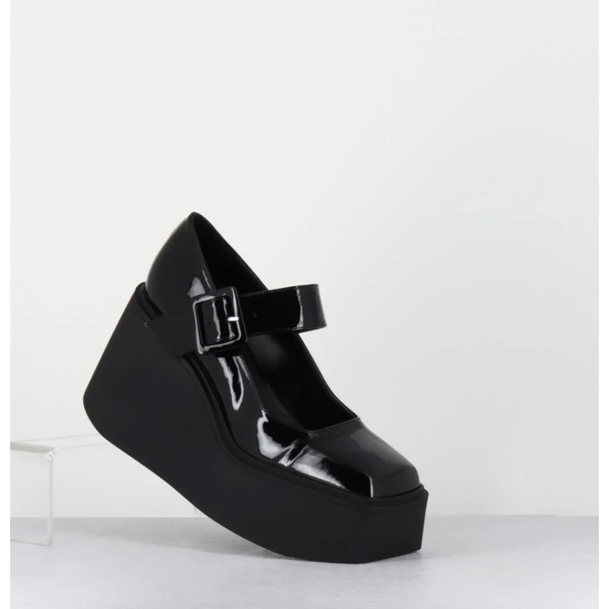 Chaussures | Plateformes^GARRICE LAB 90s Mary-Jane compensées en cuir vernis - YERI VERNICE NERO NOIR