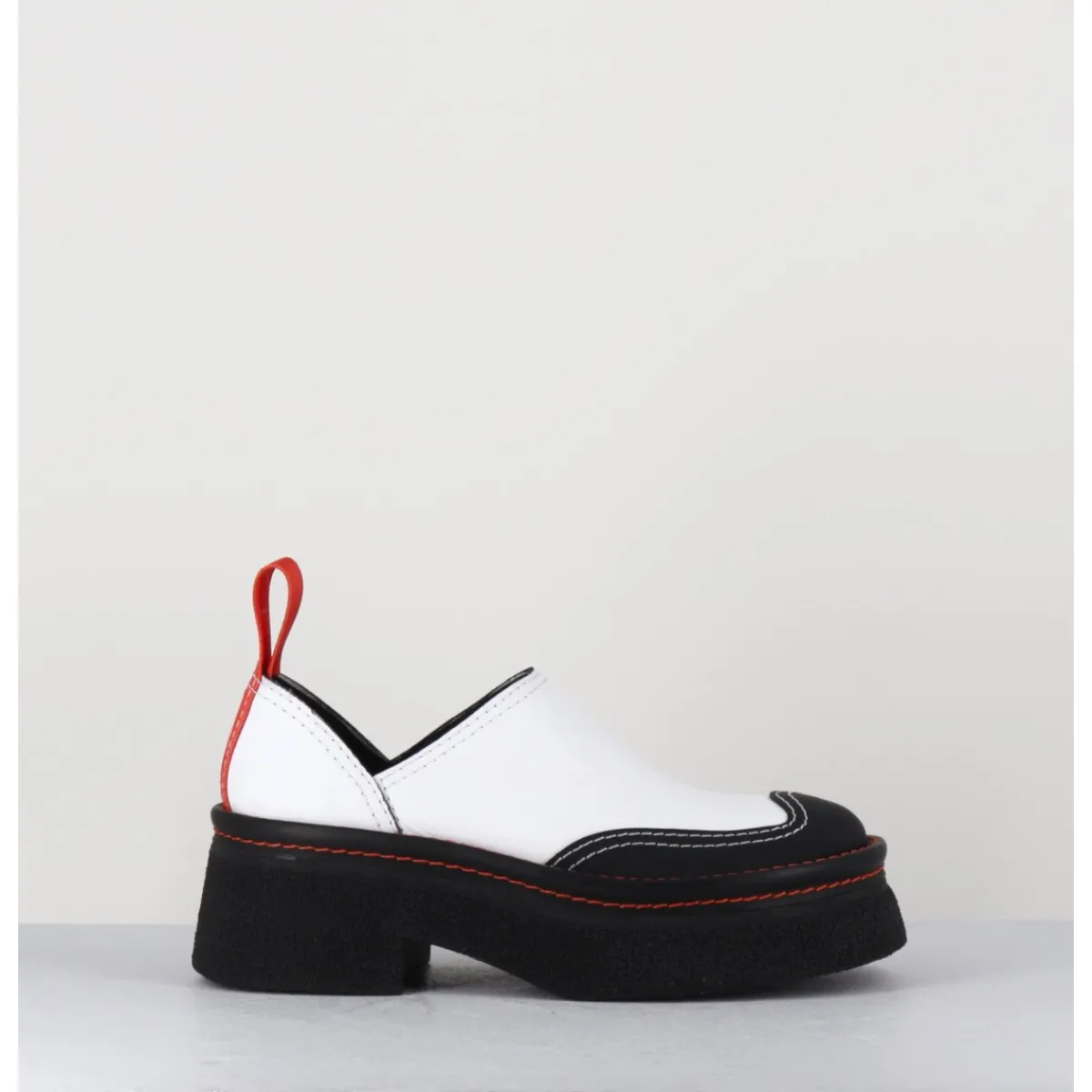 Chaussures^E8 BY MIISTA Sabots chunky cuir & orange - MERCEDES WHITE MULES BLANC
