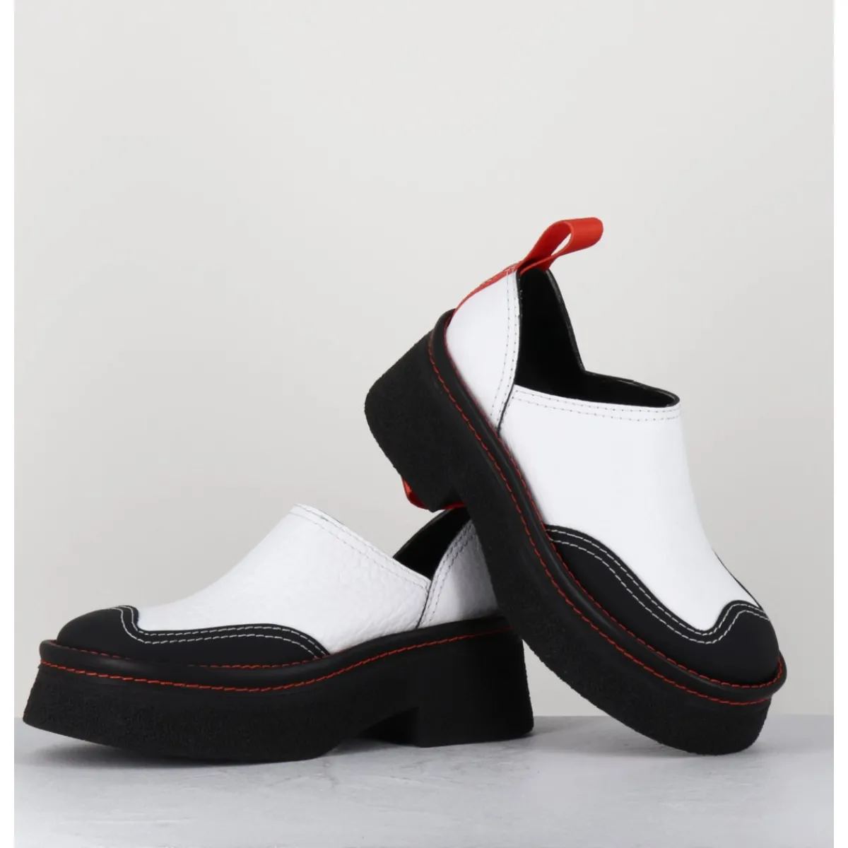 Chaussures^E8 BY MIISTA Sabots chunky cuir & orange - MERCEDES WHITE MULES BLANC