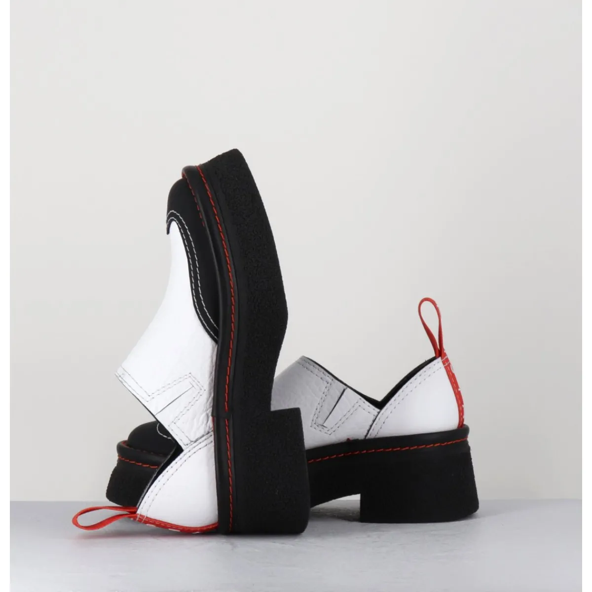 Chaussures^E8 BY MIISTA Sabots chunky cuir & orange - MERCEDES WHITE MULES BLANC