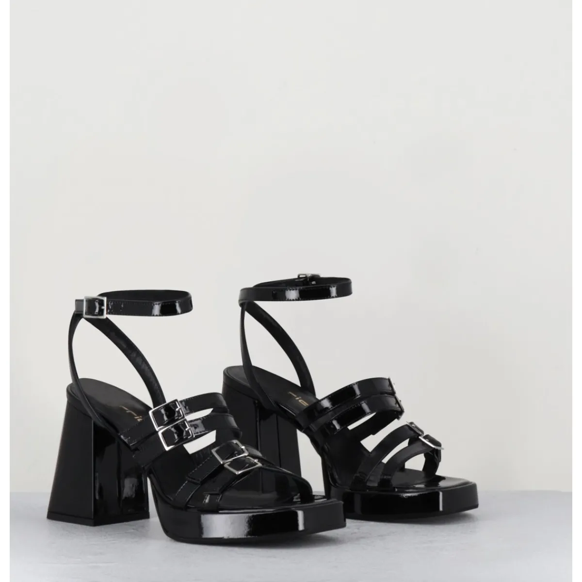 Plateformes^GARRICE LAB Sandales multi-brides à plateforme en cuir vernis - MINATE VERNICE NERO NOIR