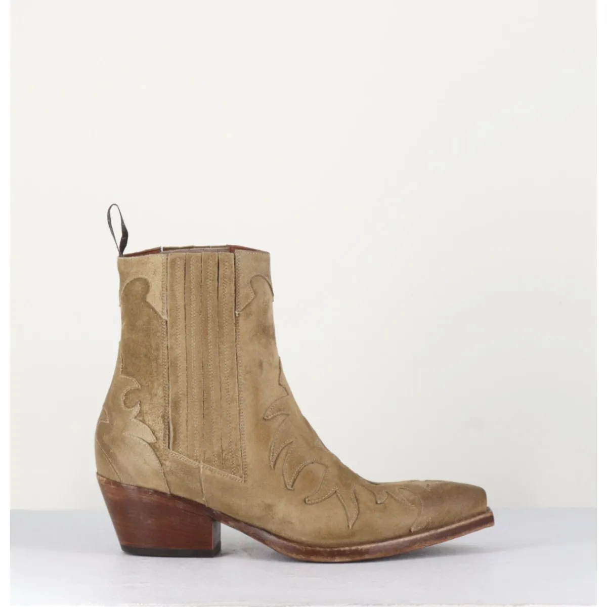 Boots | Santiags^SARTORE Santiags flammes en daim taupe - SR3651 FANGO CAMEL