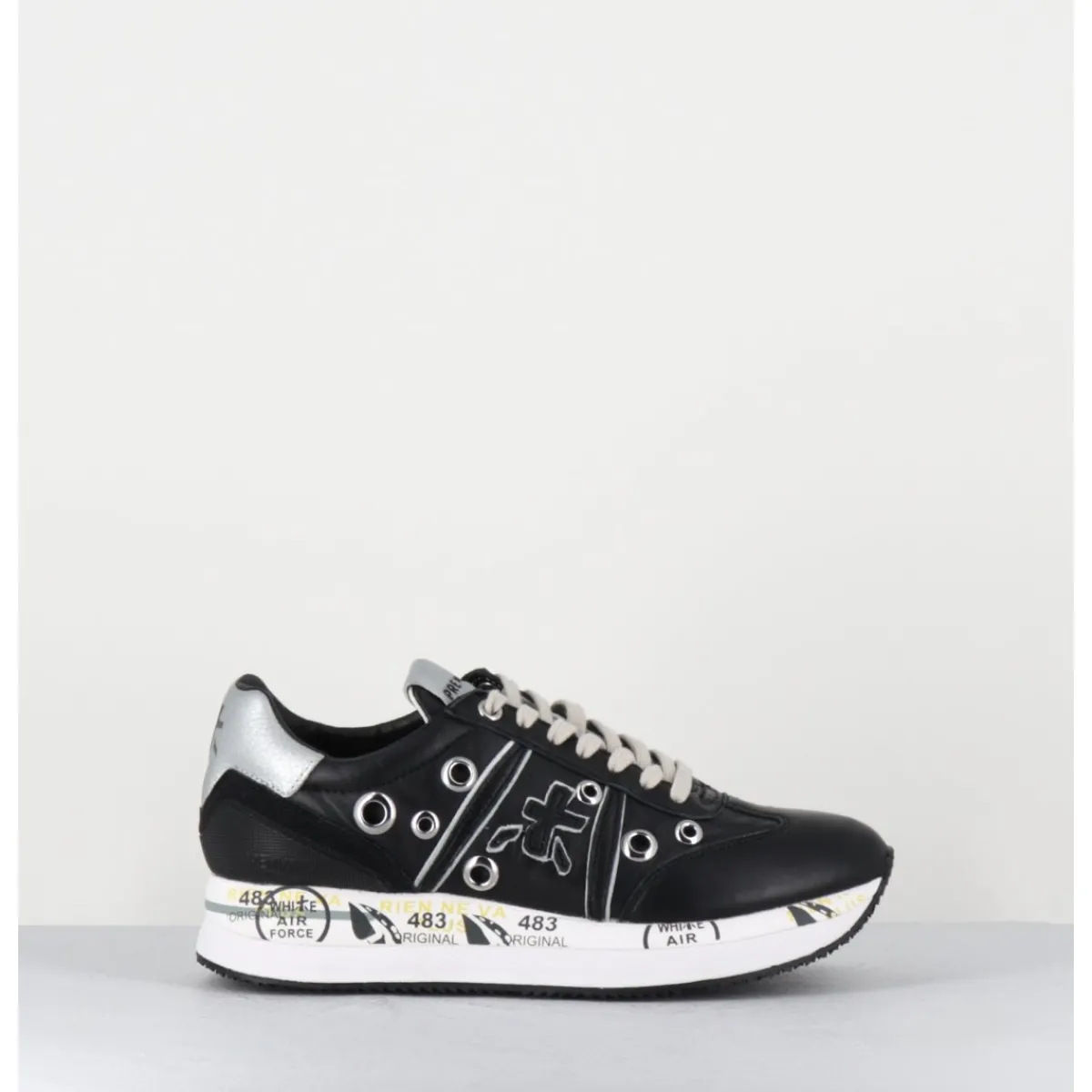 Sneakers^PREMIATA Sneakers double semelle cuir & rivets - CONNY 6553 NOIR