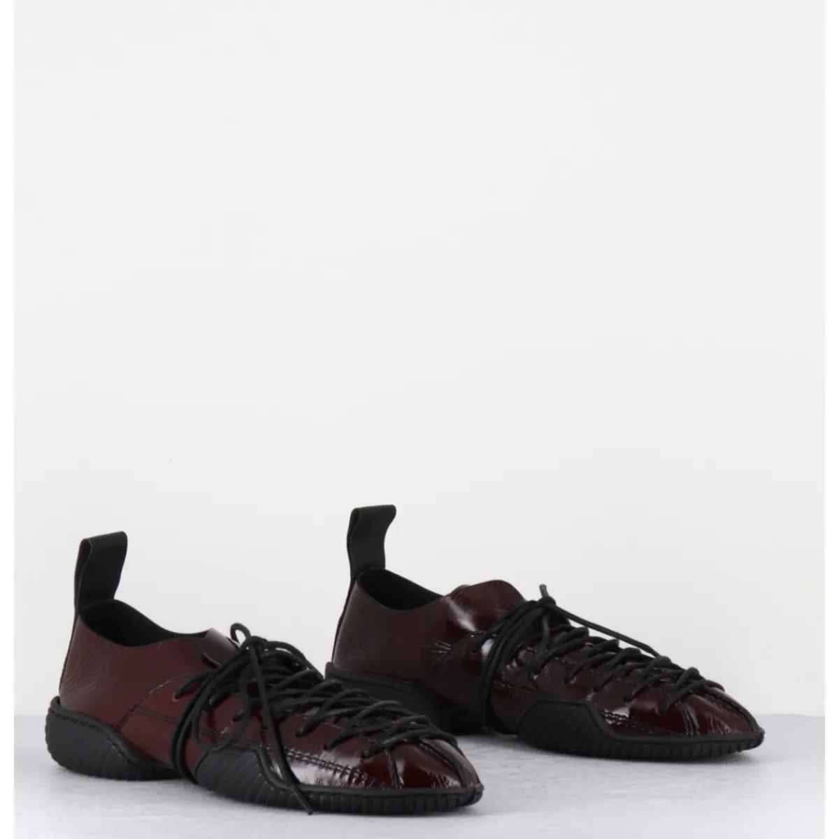 Chaussures | Ballerines^MIISTA Sneakers longs lacets naplak surpiqûres noires - PRUDENCE BROWN LACE MARRON