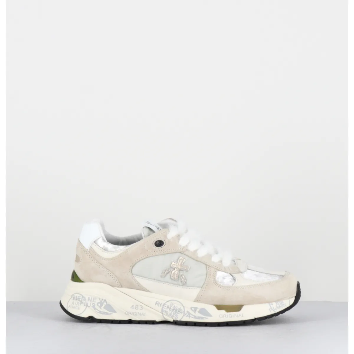 Sneakers^PREMIATA Sneakers 90s daim et toile gris blanc - MASED 7005 BEIGE