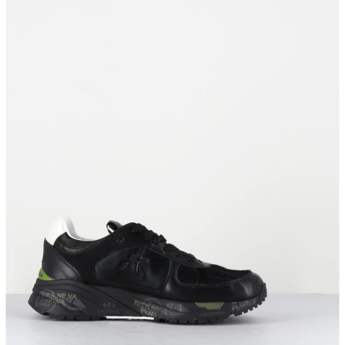 Sneakers^PREMIATA Sneakers 90s en cuir irisé & toile semelle épaisse - MASED 7066 NOIR