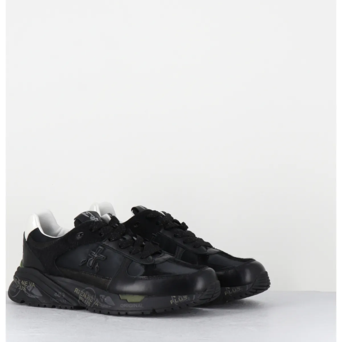 Sneakers^PREMIATA Sneakers 90s en cuir irisé & toile semelle épaisse - MASED 7066 NOIR