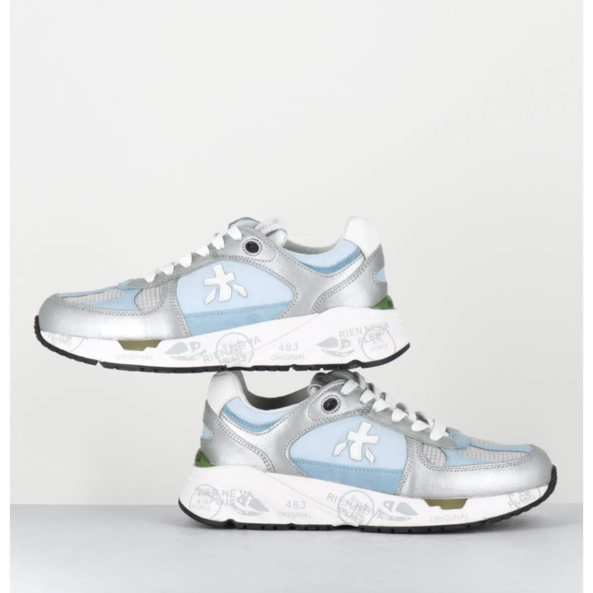 Sneakers^PREMIATA Sneakers 90s en toile & cuir et argent - MASED 6679 BLEU