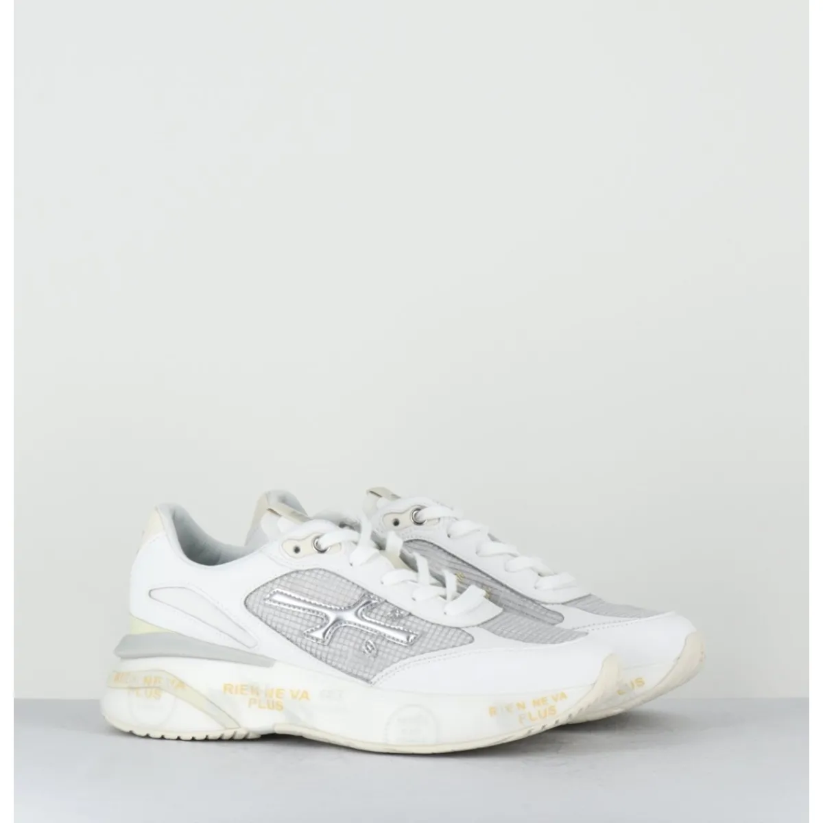 Sneakers^PREMIATA Sneakers ultra light toile he & cuir argent- MOERUND 6809 BLANC